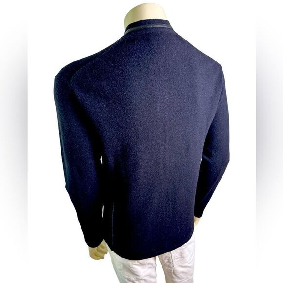 Armani Exchange Zip-up Bomber Silhouette Mock Neck Sweater w/Leather Trim Sz L - Picture 2 of 9